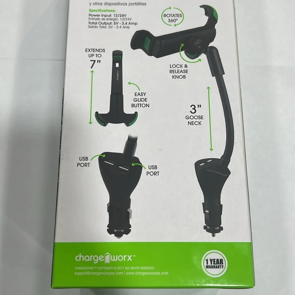 📱Chargeworx Charging Power Mount for Most Cell phones